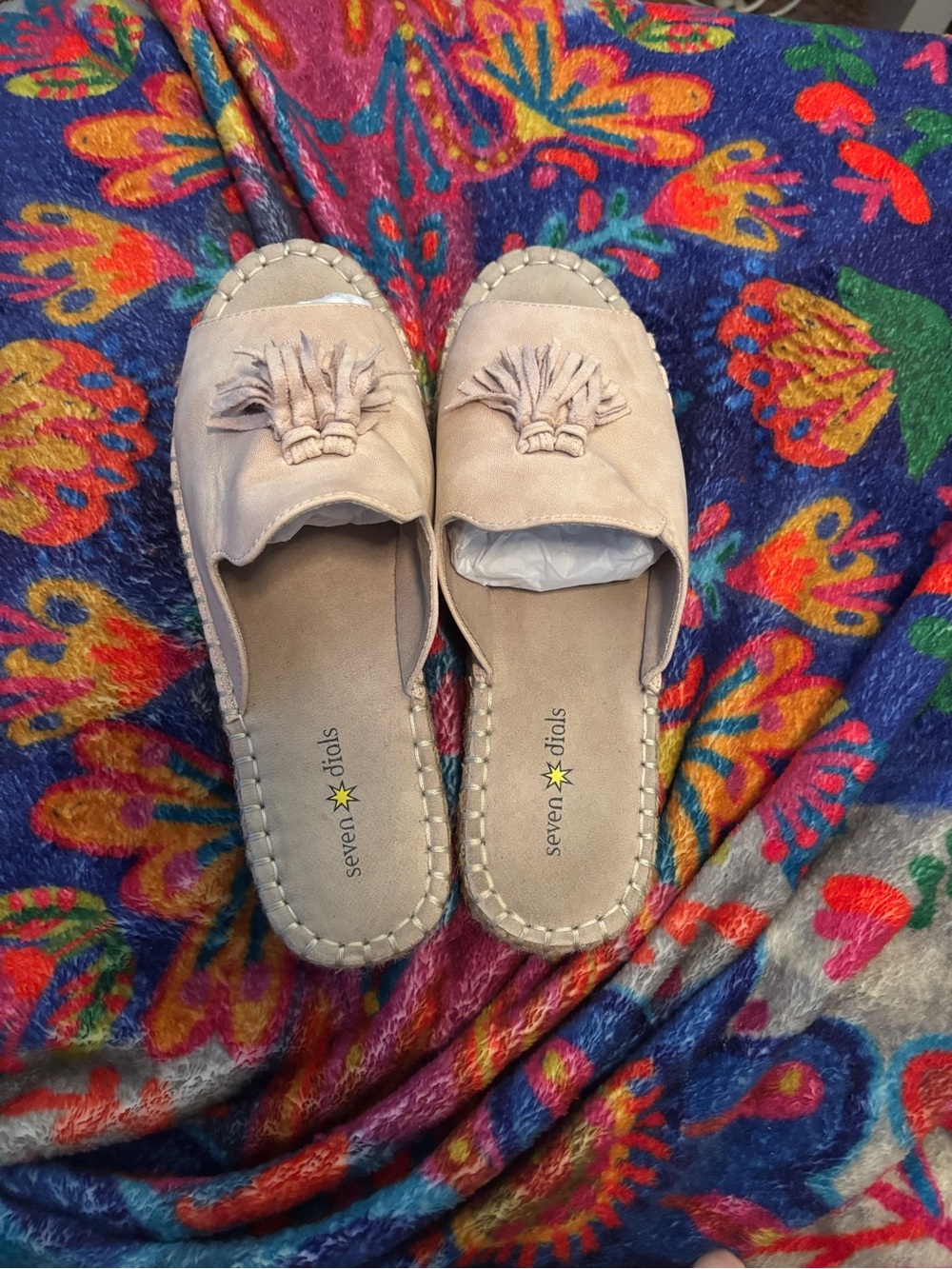 Seven Dials Beige/Tan Tassel Espadrille Slide Mules Size 9 A00520 - Picture 2 of 6